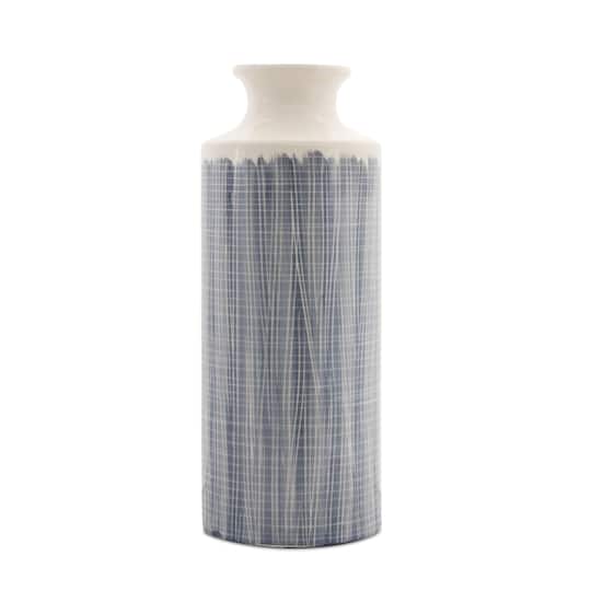 19.25" Blue & White Terra Cotta Vase